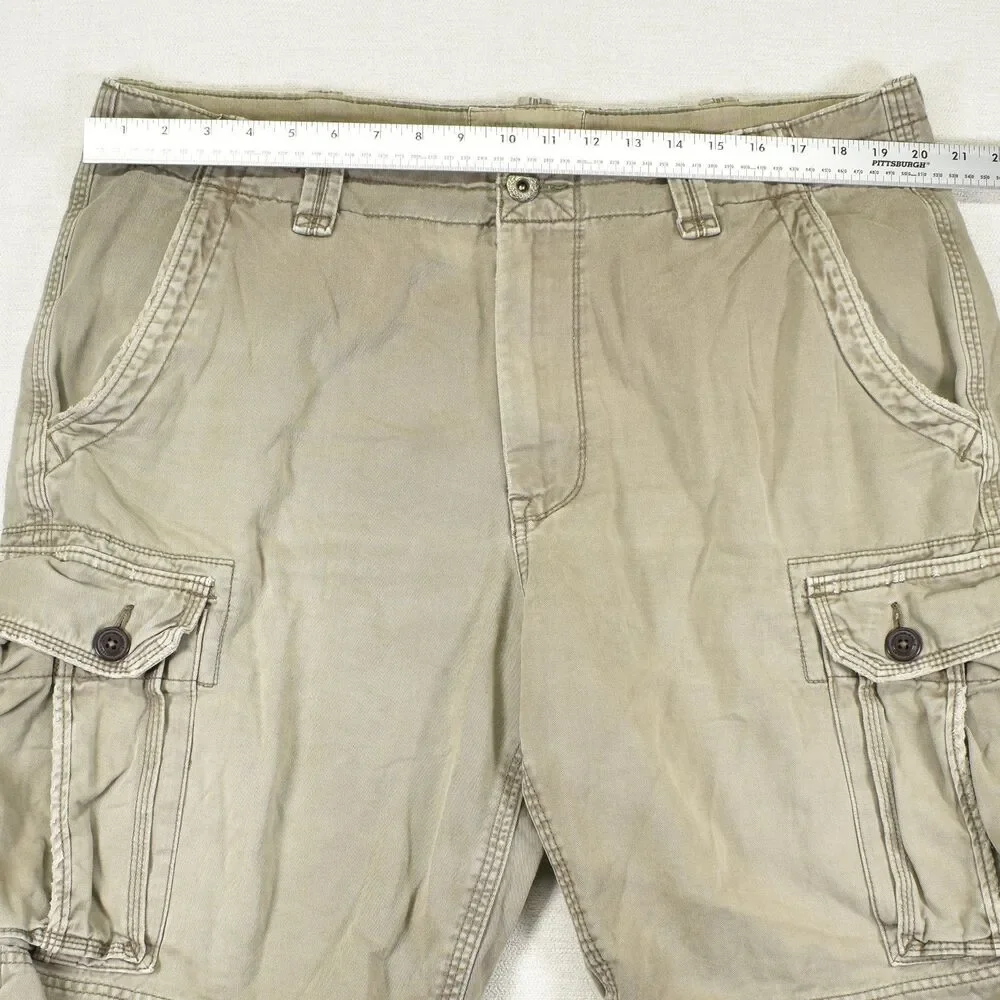 American Eagle Cargo Shorts Mens 38 Khaki Beige Classic Length Y2K Style Grunge
